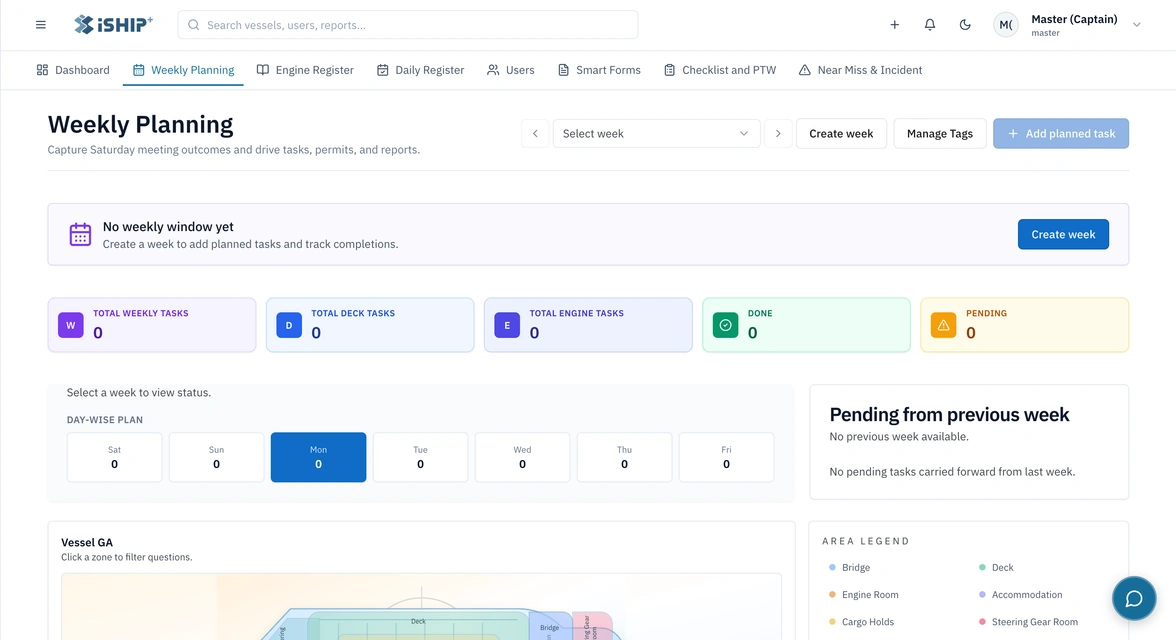 Digital Registers weekly planning interface from the supplied Permitflow manual